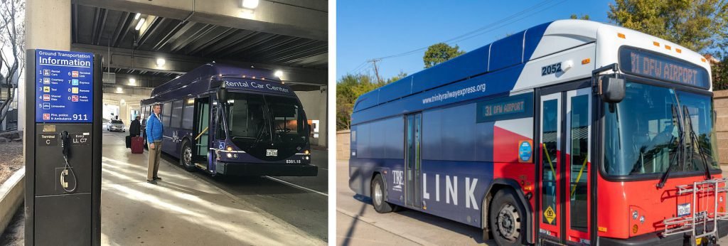 DFW Shuttle buses at the Dallas Fort Worth Airport