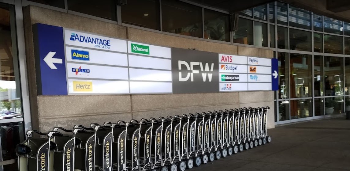 The DFW car rental facility hosts around 12 different companies