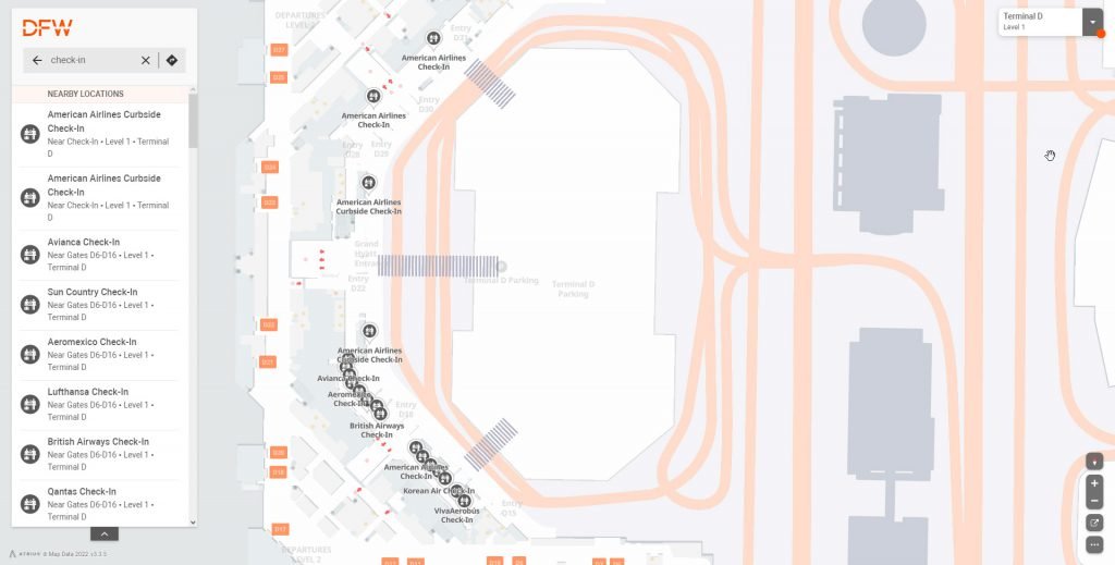 Terminal D at DFW map - Dallas Fort Worth Airport