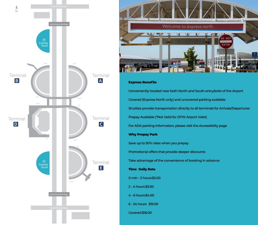 Parking Map At DFW Airport Terminal Dallas Fort Worth Texas   Express Parking At Dfw Airport 1024x892 