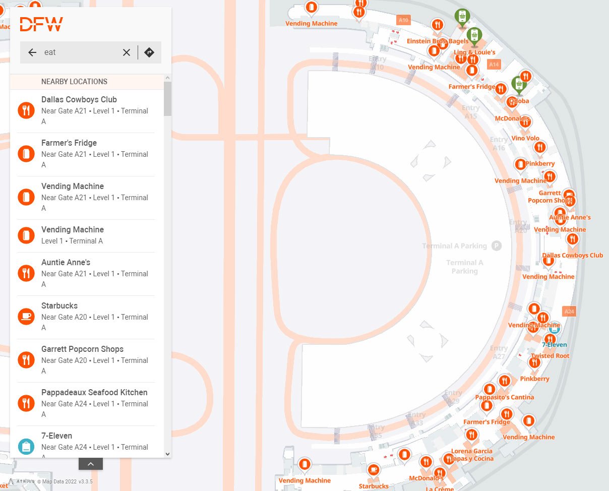 Terminal A Food And Restaurants Map 