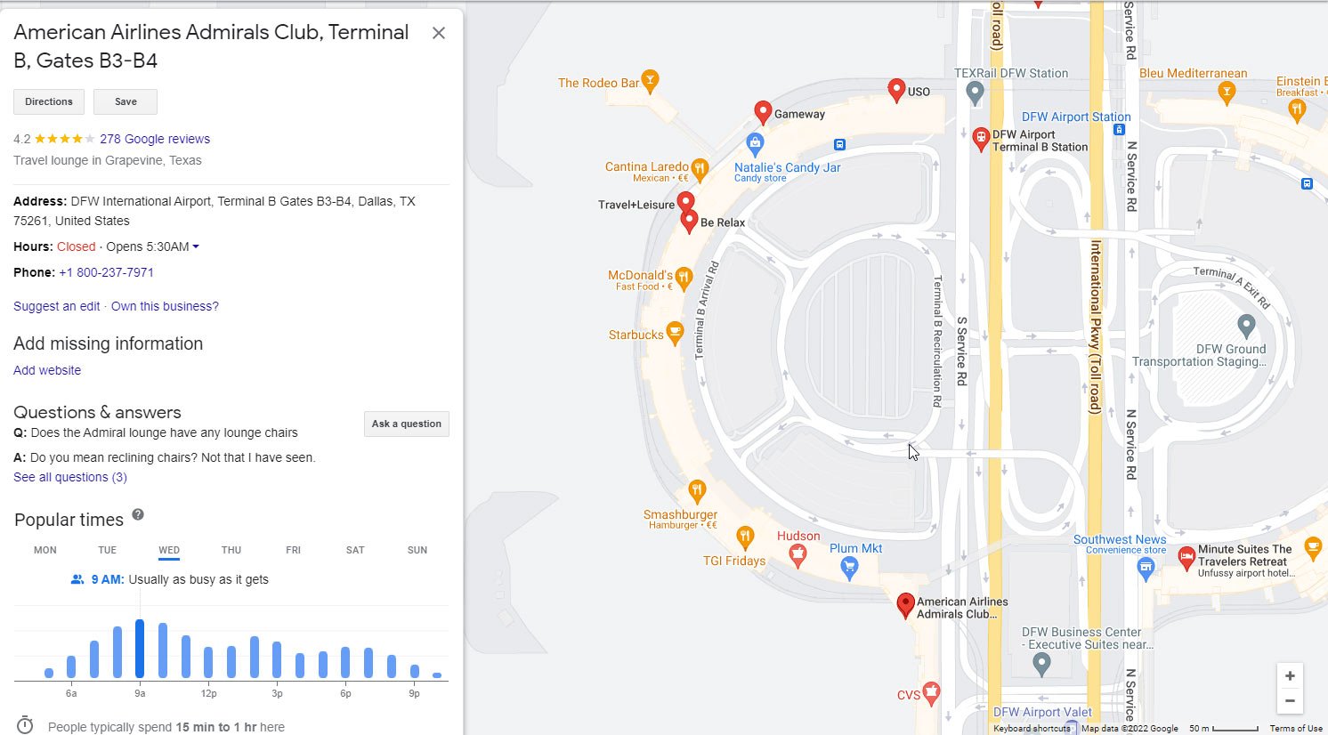 Terminal В lounge map dfw airport