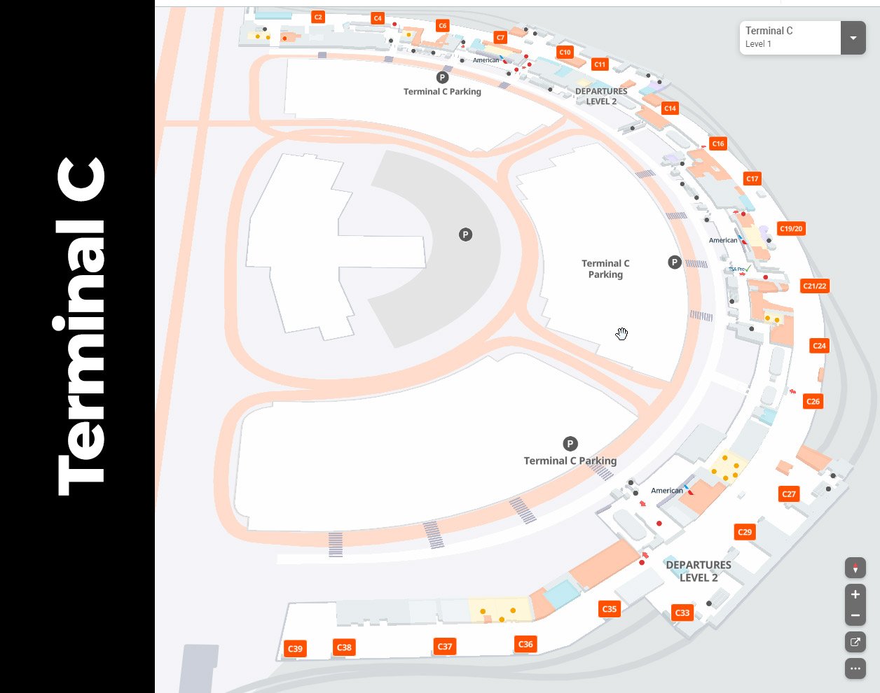 Terminal C map airport DFW